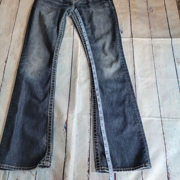 Silver Blue Medium Wash Cotton Blend Pioneer Bootcut Denim Jeans Size 25x31 - Picture 16 of 16